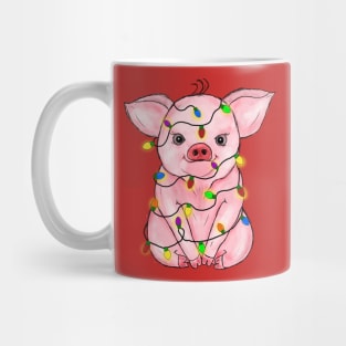 Cute Pig Christmas Lights Mug